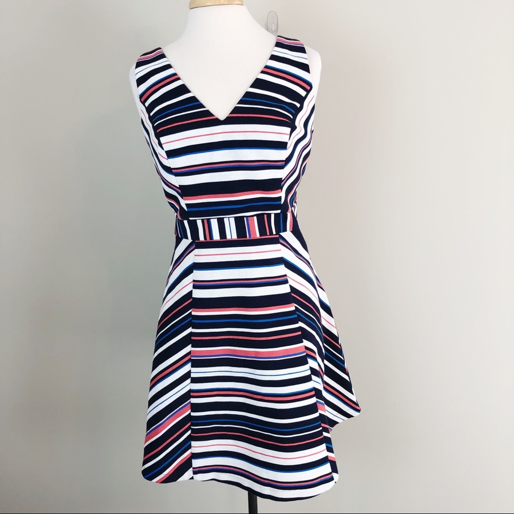 Anthro Maeve Striped A Line Cross Back Dress